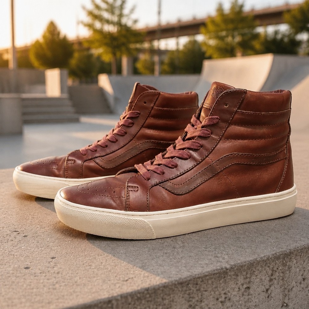 VANS Sk8 Vault- Men's US 10.5 Reissue Leather High Brown